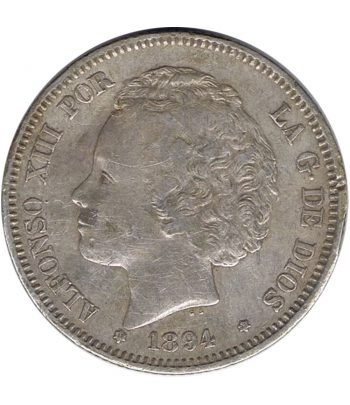 Moneda de España 2 Pesetas Plata 1894 *94 Alfonso XIII PG V.  - 2