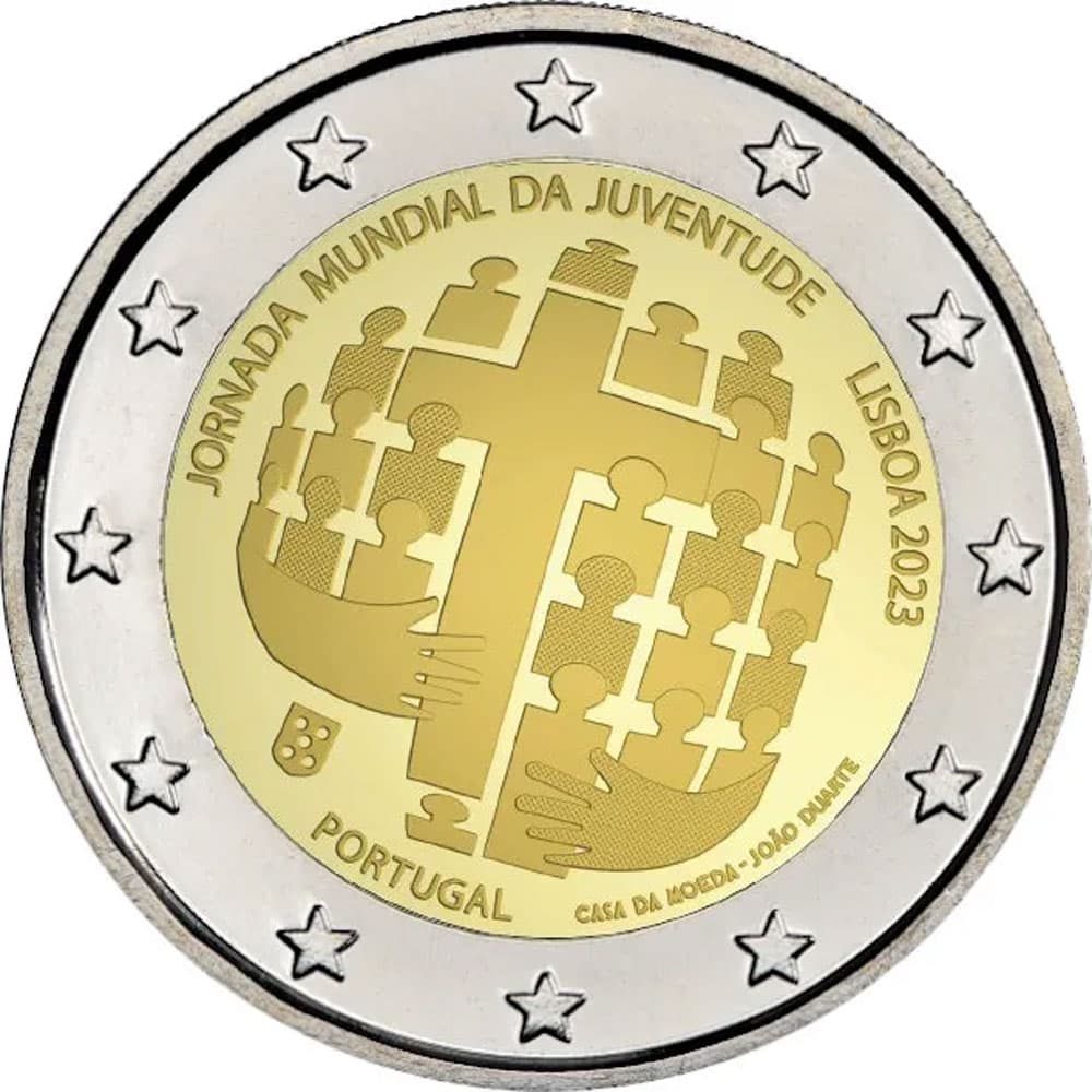 moneda 2 euros Portugal 2023 Jornada Mundial de la Juventud  - 1