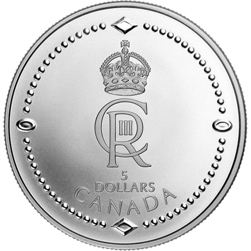 Moneda de 5$ de plata Canada Coronación Carlos III 2023  - 1
