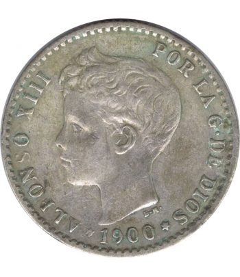 Moneda de España 50 Céntimos de Plata 1900 *00 Alfonso XIII SM V  - 1
