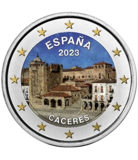 moneda 2 euros España 2023 Cáceres color A  - 1