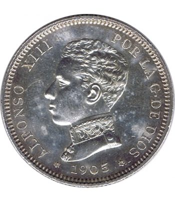 Moneda de España 2 Pesetas de Plata 1905 Alfonso XIII SM V. SC  - 1