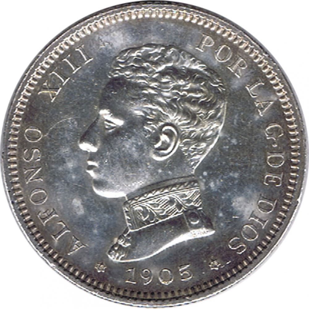 Moneda de España 2 Pesetas de Plata 1905 Alfonso XIII SM V. SC  - 1