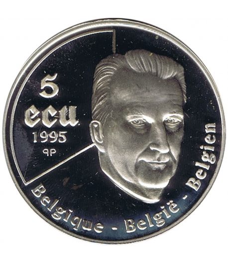 Moneda 5 ECU Bélgica 50 Años ONU 1995. Plata  - 1