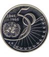 Moneda 5 ECU Bélgica 50 Años ONU 1995. Plata  - 2