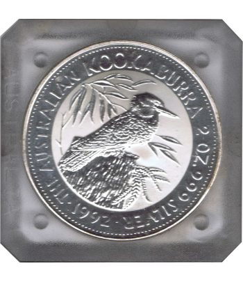 Moneda de 2$ de plata Australia Kookaburra año 1992  - 2