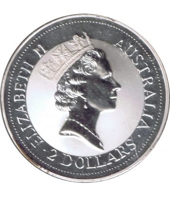 Moneda de 2$ de plata Australia Kookaburra año 1992  - 3