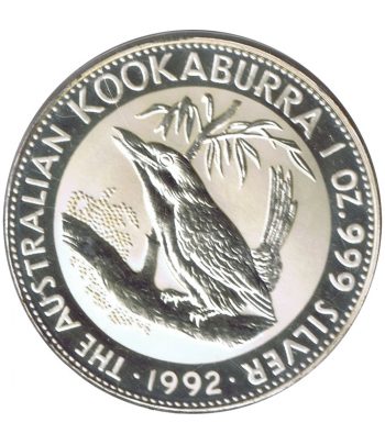 Moneda de 1$ de plata Australia Kookaburra año 1992  - 1
