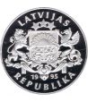 Moneda 1 Lats Letonia 50 Años ONU 1995. Plata  - 2