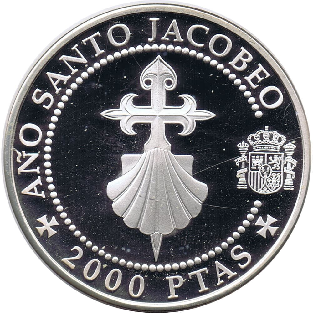 Moneda de España 2000 Pesetas 1993 Jacobeo Cruz de Santiago  - 1