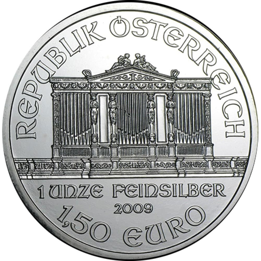 Moneda onza de plata 1,5 euros Austria Filarmonica 2009  - 1