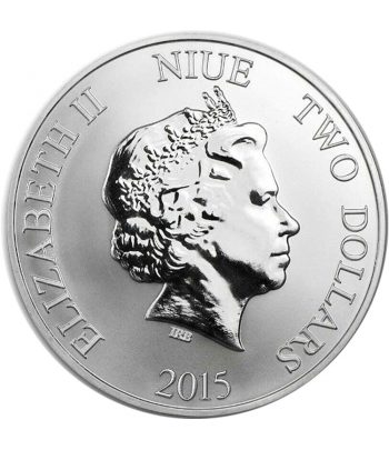 Moneda de plata 2 Dollars Niue Tortuga 2015.  - 2