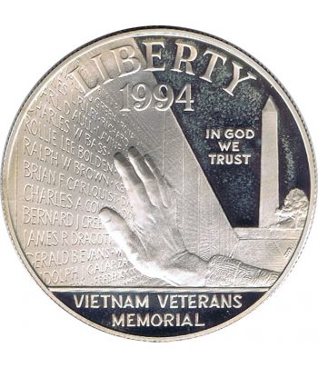 Moneda plata Estados Unidos 1$ Veteranos Vietnam 1994.  - 1