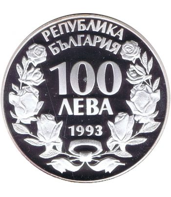 Moneda 100 Leva Bulgaria 1993 Mundial Futbol EEUU 1994. Plata  - 2