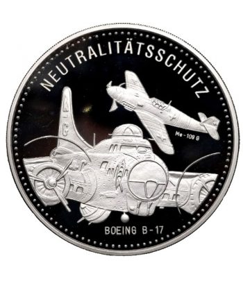 Moneda 50 ecus Suiza 1995 Aviación. 5 onzas de plata  - 1