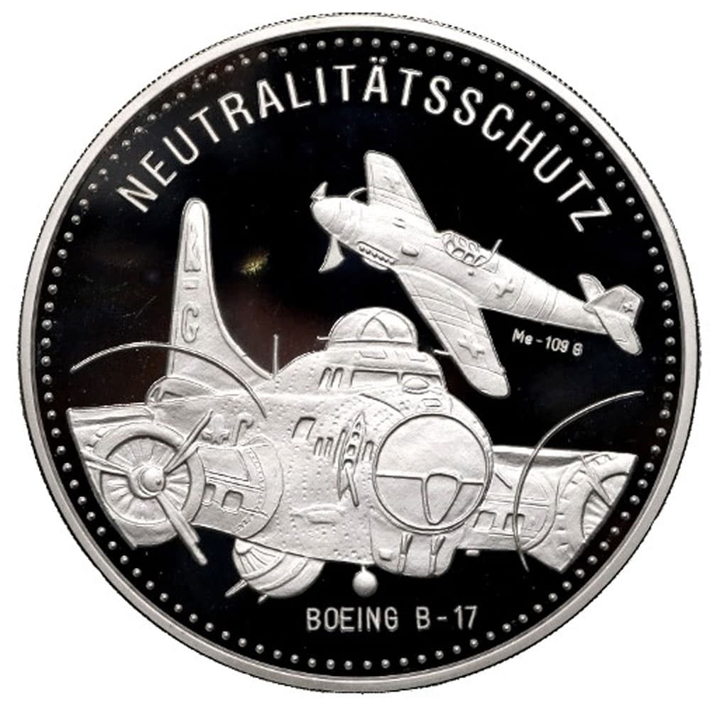 Moneda 50 ecus Suiza 1995 Aviación. 5 onzas de plata  - 1
