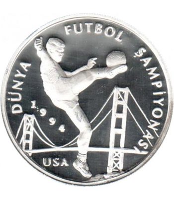 Moneda 50.000 Liras Turquía 1994 Mundial Futbol EEUU. Plata  - 1