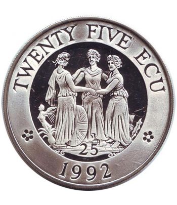 Moneda de plata 25 Ecu Gran Bretaña 1992 Europa. Proof.  - 5