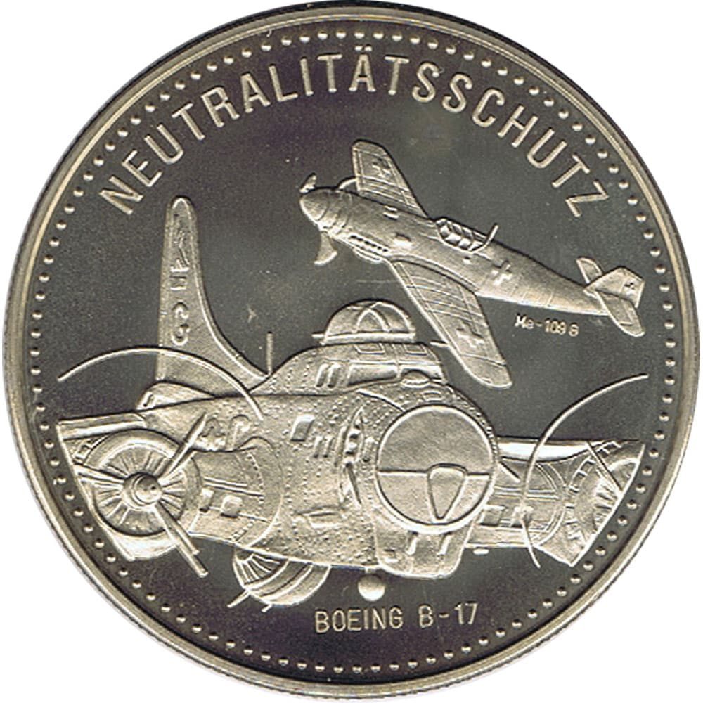 Moneda de níquel 5 ecu Suiza 1995. Aviación.  - 1