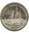 Moneda cuproníquel 5 ecu Noruega 1993 Barco.  - 1