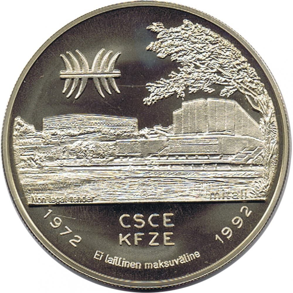 Moneda cuproníquel 5 Ecu Finlandia 1992 Conferencia CSCE.  - 1