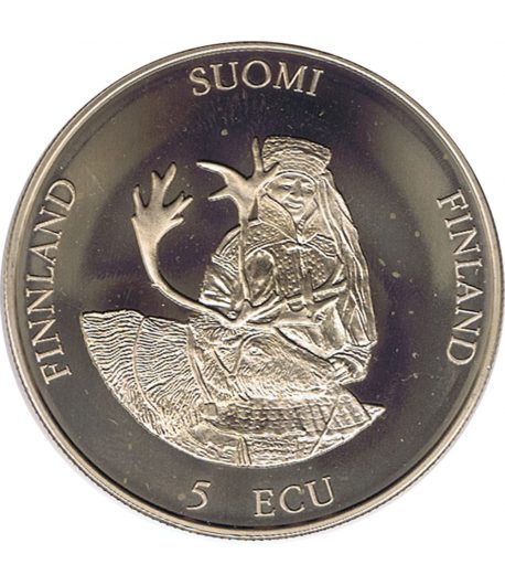 Moneda cuproníquel 5 Ecu Finlandia 1994 Rovaniemi  - 1