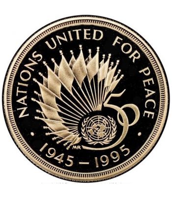 Moneda Two Pounds Inglaterra 1995 50 Años ONU. Plata  - 1