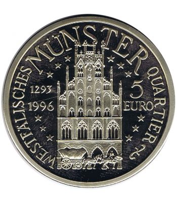 Moneda cuproníquel Hanse Ecu 5 Euro Munster 1996 Barcos  - 1