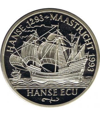 Moneda cuproníquel Hanse Ecu 5 Euro Munster 1996 Barcos  - 2