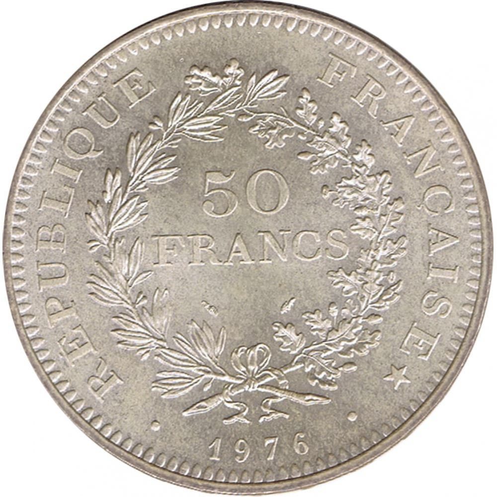 Moneda de plata Francia 50 francs 1976.  - 1