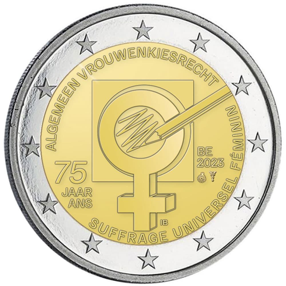 moneda 2 euros Bélgica 2023 Sufragio Universal Femenino  - 1