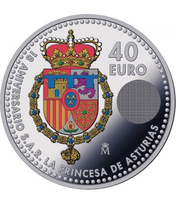 Moneda de España 40 euros 2023 Princesa Leonor. Color  - 2
