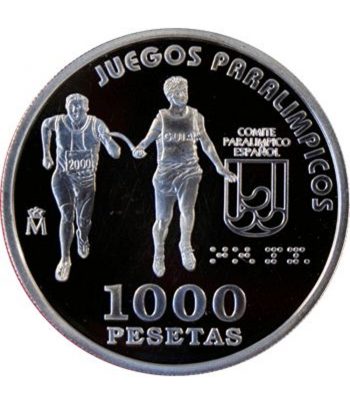 Moneda de España 1000 Pesetas 2000 Paralímpicos Atletismo Ciegos  - 1