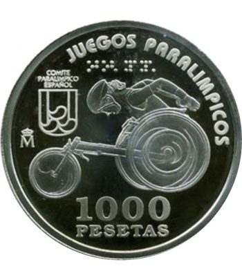 Moneda de España 1000 Pesetas 2000 Paralímpicos Silla Ruedas.  - 2