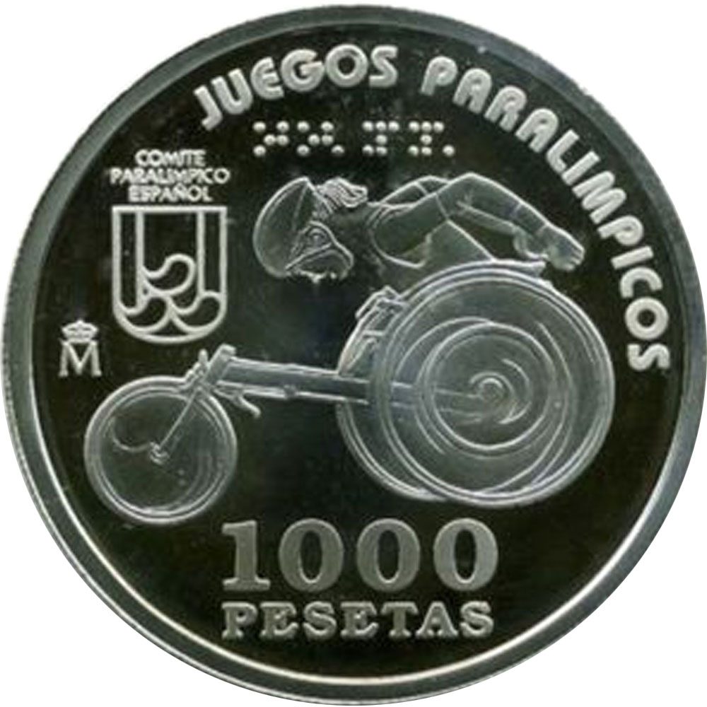 Moneda de España 1000 Pesetas 2000 Paralímpicos Silla Ruedas.  - 2