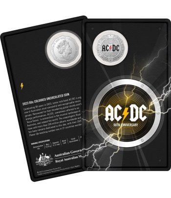 Moneda de Australia 50 años de AC/DC. Cuproniquel  - 3