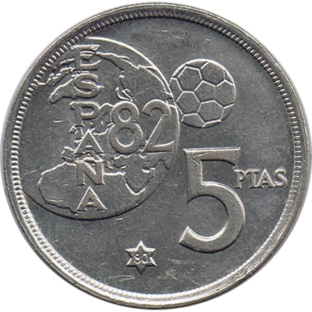 Moneda de España 5 Pesetas 1975 *19-80 ERROR del Mundial  - 1