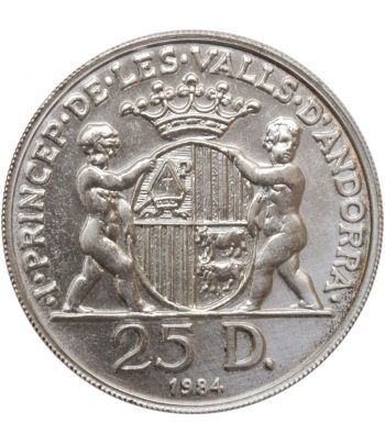 Moneda de Andorra 25 Diners 1984 Bisbe d'Urgell.  - 2