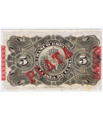 Billete Cuba 5 Pesos 1896 Banco Español Isla de Cuba. SC.  - 2