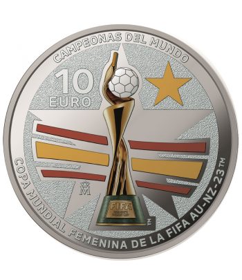 Moneda de España 10 euros 2023 Campeonas Mundial Femenino. Plata  - 1
