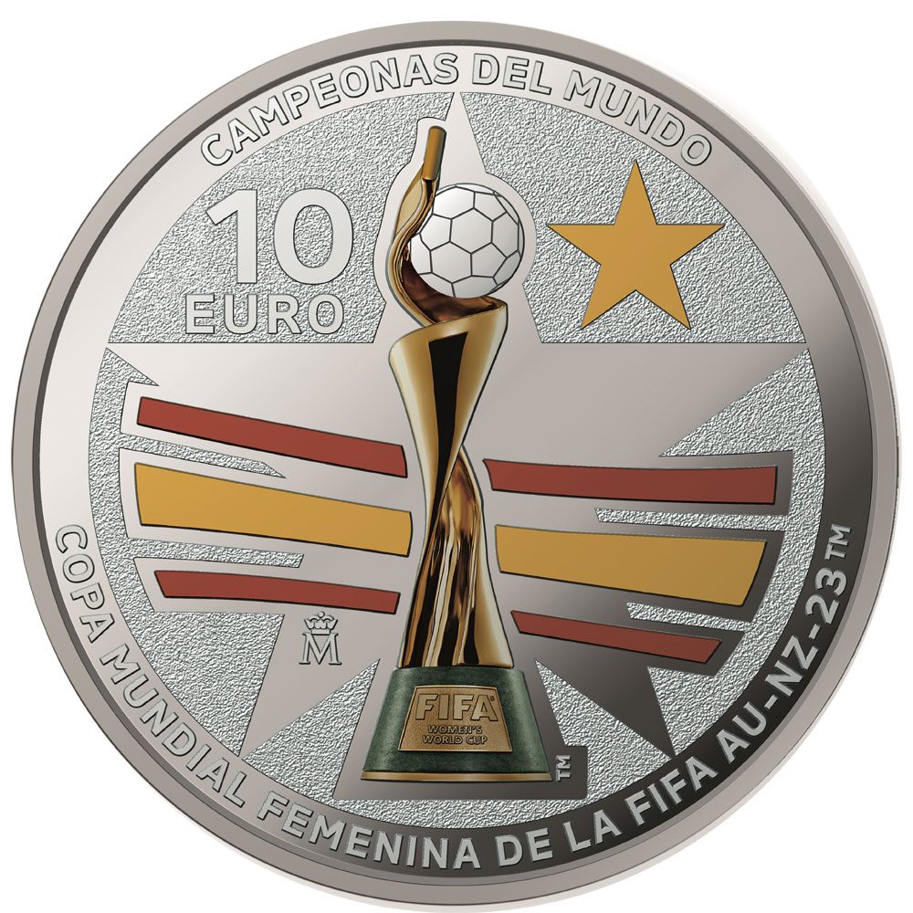 Moneda de España 10 euros 2023 Campeonas Mundial Femenino. Plata  - 1