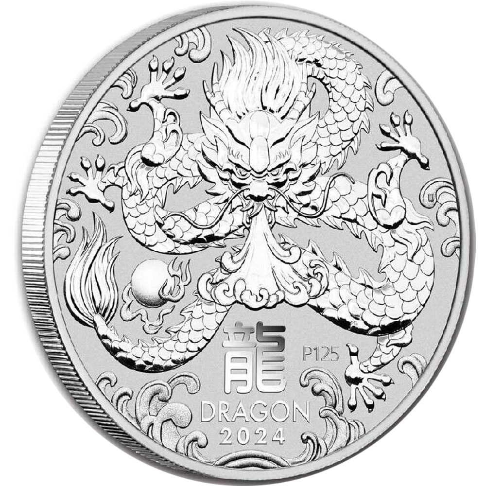 Moneda de plata Austalia 1$ año Lunar Chino del Dragón 2024  - 1