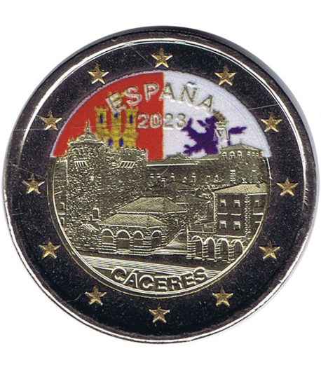 moneda 2 euros España 2023 Cáceres color B  - 1