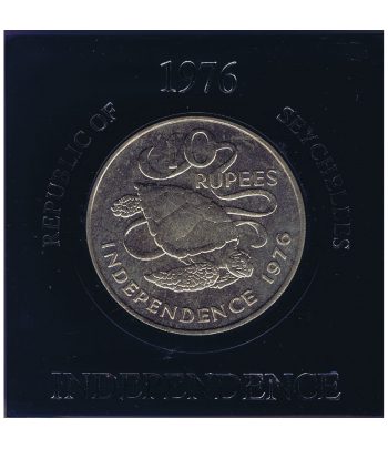 Moneda de niquel 10 Rupias de Seychelles. Tortuga  - 1