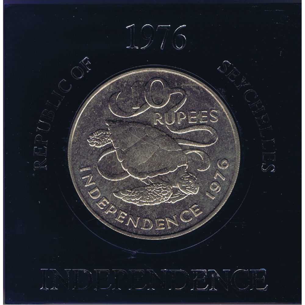 Moneda de niquel 10 Rupias de Seychelles. Tortuga  - 1