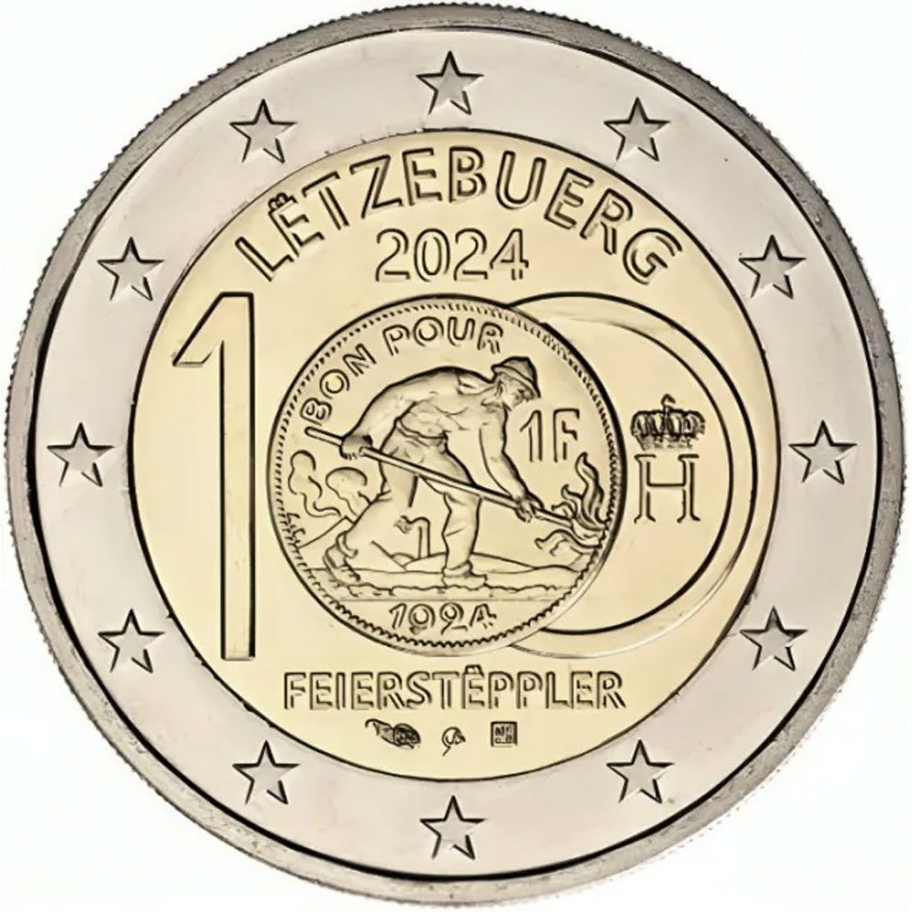 moneda 2 euros Luxemburgo 2024 Centenario Franco Luxemburgues  - 1