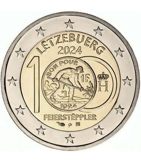 moneda 2 euros Luxemburgo 2024 Centenario Franco Luxemburgues  - 1