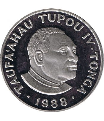 Moneda de Tonga 10 Paanga Tonga Olimpiada Seul 1988. Paladio  - 2