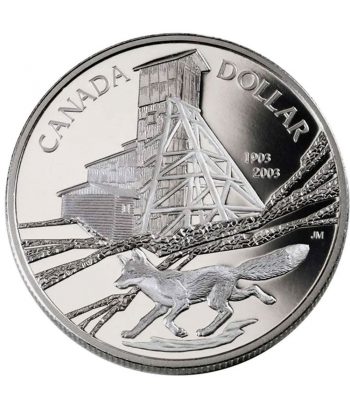 Dollar plata Proof Canada 2003 100 años Cobalto.  - 1
