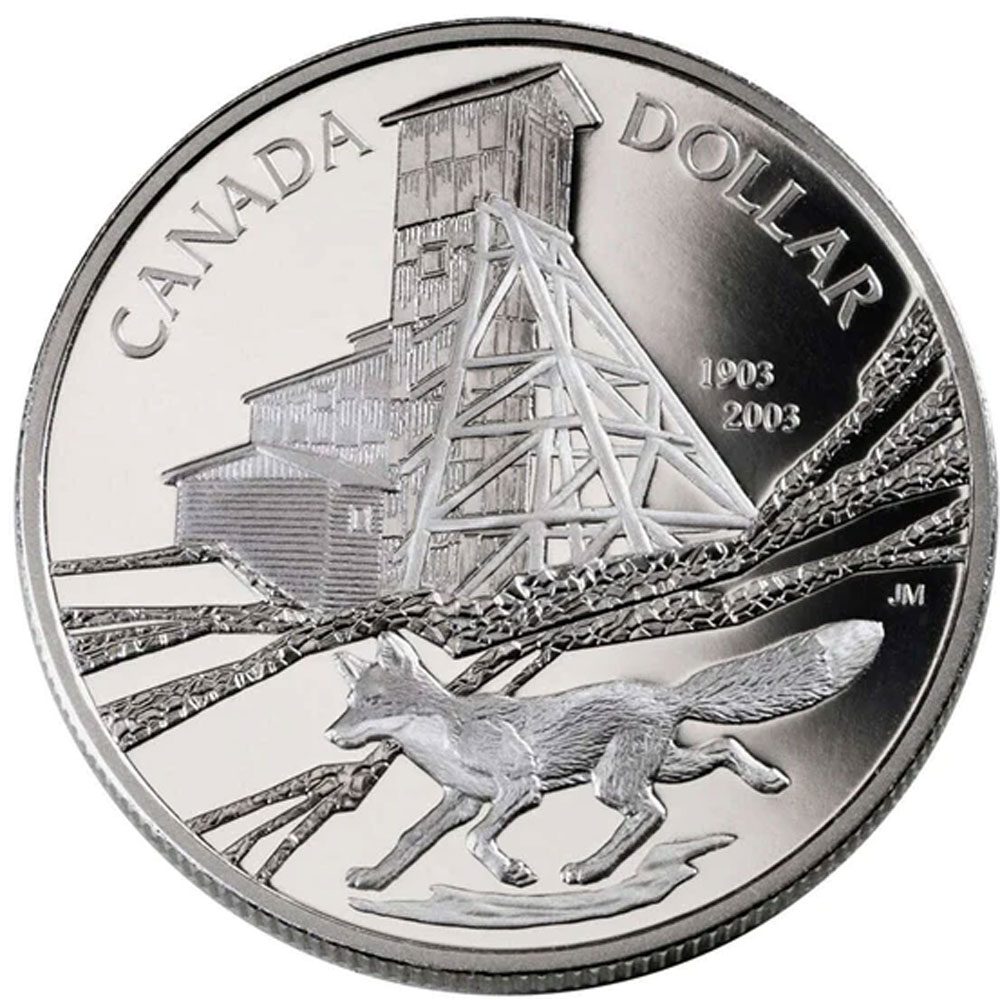 Dollar plata Proof Canada 2003 100 años Cobalto.  - 1